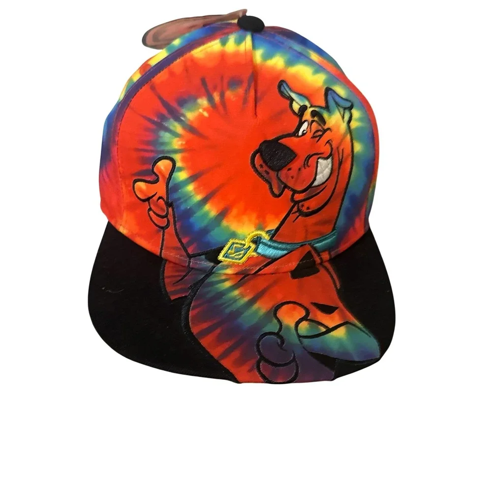 NWT Scooby-Doo Tie Dye Snapback Hat Warner‎ Bros Embroidered Graphic Flat Brim